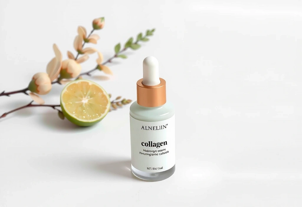 Collagen and hyaluronic acid face serum bottle